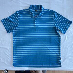 Oakley Polo Men XL Striped Teal Polyester Golf Performance Shirt